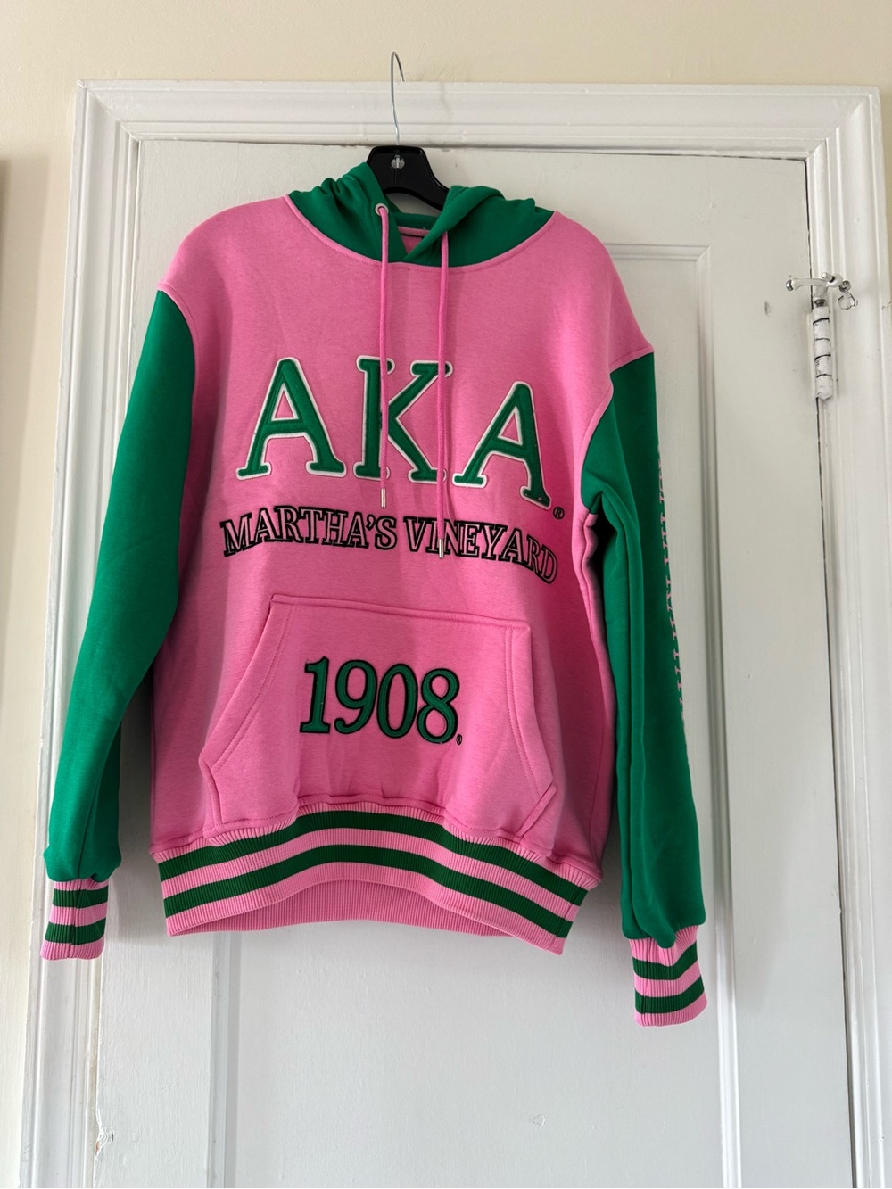 AKA Pink & Green Pullover Hoodie - Martha's Vineyard 1908 - Picture 2 of 14